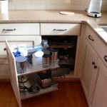 Custom pull-out cabinets help reach everything in those hard to reach places